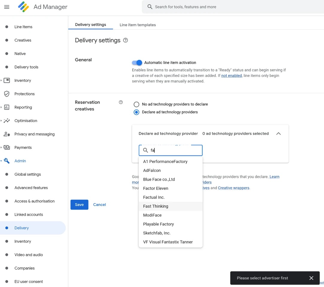 Google Ad Manager accreditation screenshot